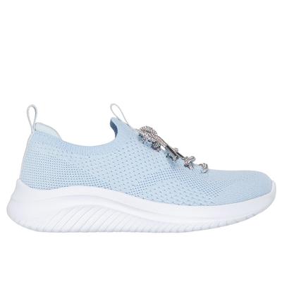 Skechers Girl's Ultra Flex 3.0 - Blinged Out Sneaker | Size 11.0 | Light Blue | Textile | Machine Washable
