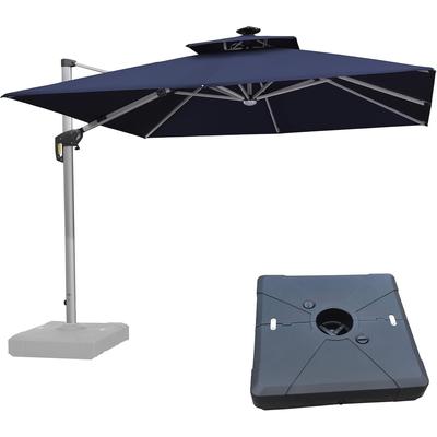 PURPLE LEAF 9 ft Double Top Solar Powered LED Square Patio Cantilever Umbrella with Base