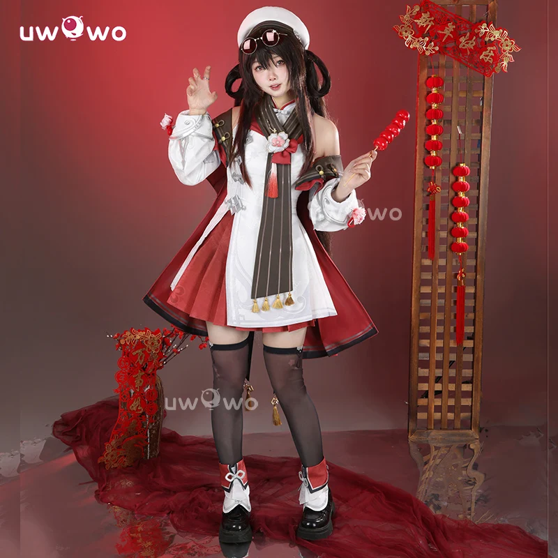 UWOWO Hutao Cosplay Collab Serie: Gioco Genshin impatto Hutao Ciliegie Snow Laden vestito Lanterna Rite Costume Cosplay
