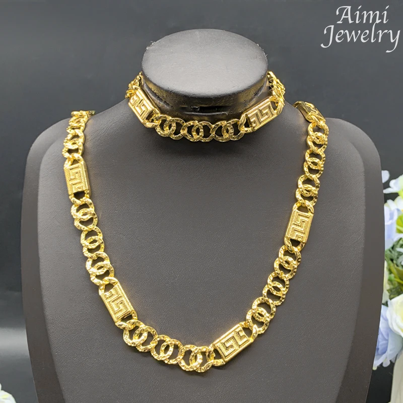 Set di gioielli alla moda per uomo e donna, collana hip-hop, bracciale, Dubai, gioielli personalizzati alla moda placcati in oro per regali per feste