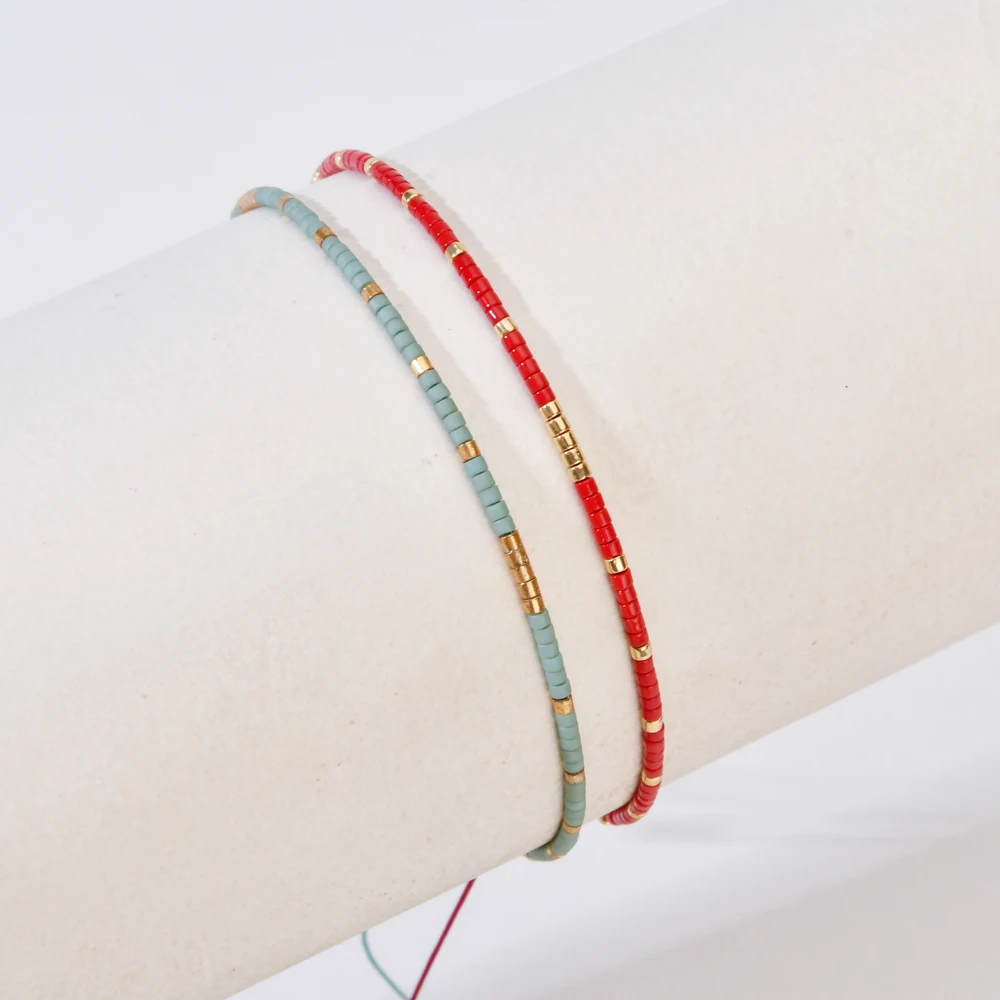 ZMZY Braccialetti con perline Miyuki sottili e semplici e minimalisti Semi di vetro bohémien Gioielli regolabili fatti a mano Moda per donna Uomo