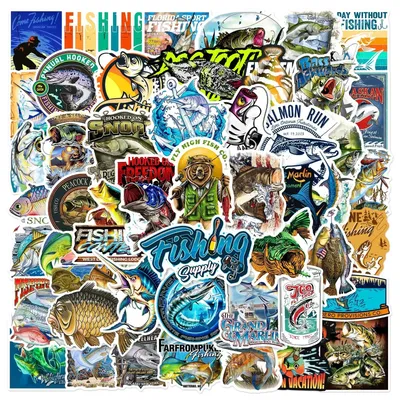 50 stücke Outdoor Angeln Logo Aufkleber Aufkleber Dekoration Sammelalbum Koffer Gepäck Motorräder Fahrrad Wasserdichte Graffiti Aufkleber Image