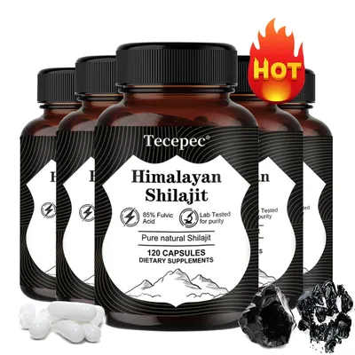 Natural Himalayan Shilajit Capsules - Rich in 85+ Trace Minerals, Good for Brain, Energy, Muscles,