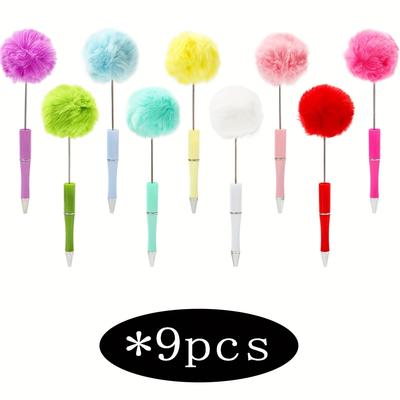 TEMU 9 Pongsong Pongsong Bead Pen 9 Color Plastic Bead Ballpoint Pen Multi Color Bead Pen Diy Craft Office Supplies Image