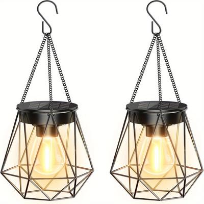TEMU 2 Pack Solar Lanterns Outdoor Ipx5, Upgraded Bright Hanging Solar Lights Outdoor Lantern, Metal Solar Lantern Decorative, Outdoor Solar Lantern Lights For Yard Patio Christmas Garden Decor Image
