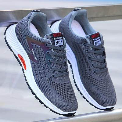 TEMU Men's Solid Colour Breathable Running Shoes, Comfy Non Slip Durable Sneakers For Men's Outdoor Activities Image