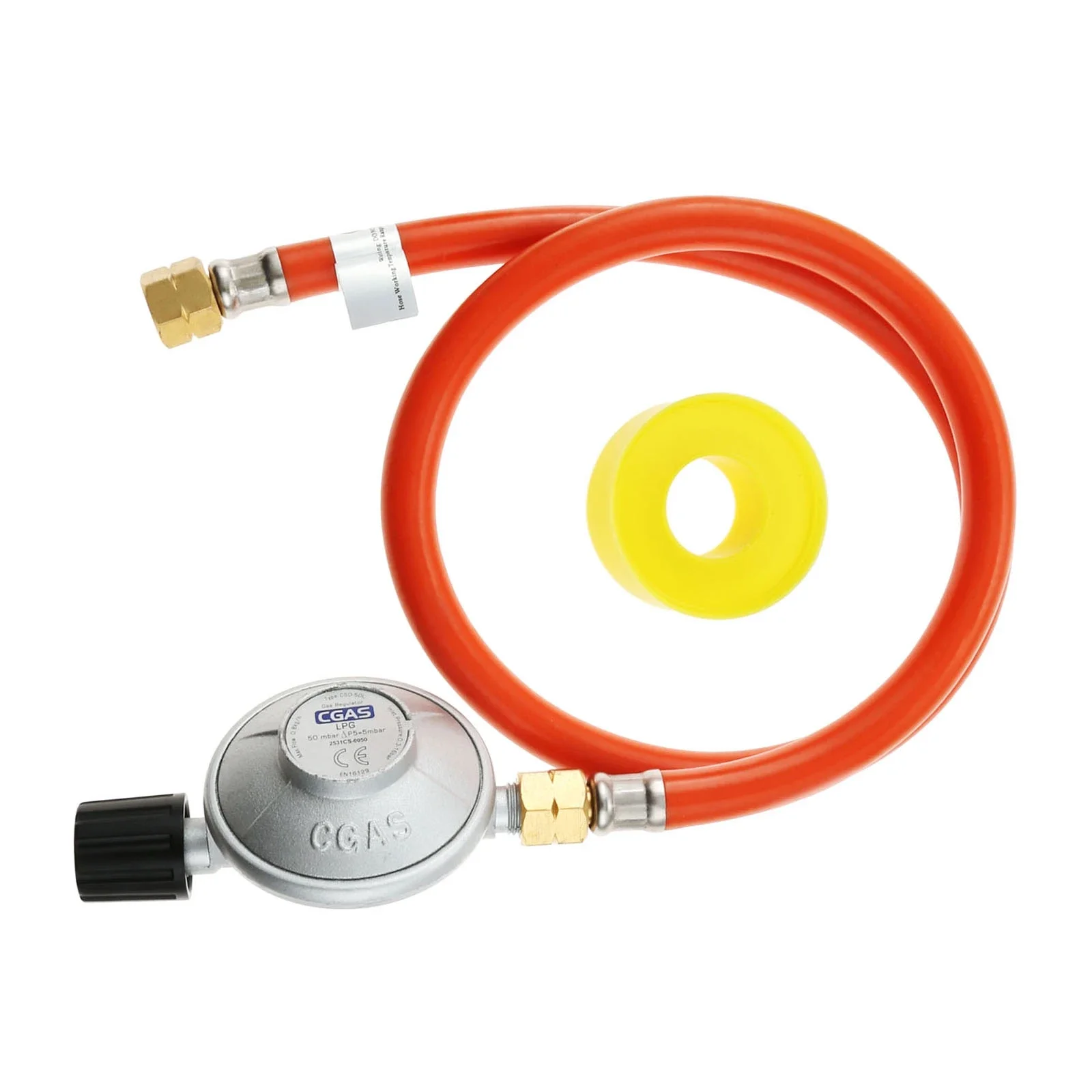 Einstellbarer Gasdruckregler 50 mbar mit 31,5-Zoll-Schlauch G1/4 Zoll Linksgewinde für Butan/Propan Outdoor Camping Herd Grill BBQ Image