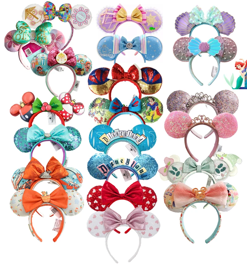 2026 Mickey Mouse Ohren-Haarreif 2025 Cinderella Rapunzel Prinzessin Schleife Minnie Ohren-Kopfschmuck für Erwachsene Kinder Feiertags-Haarband Image