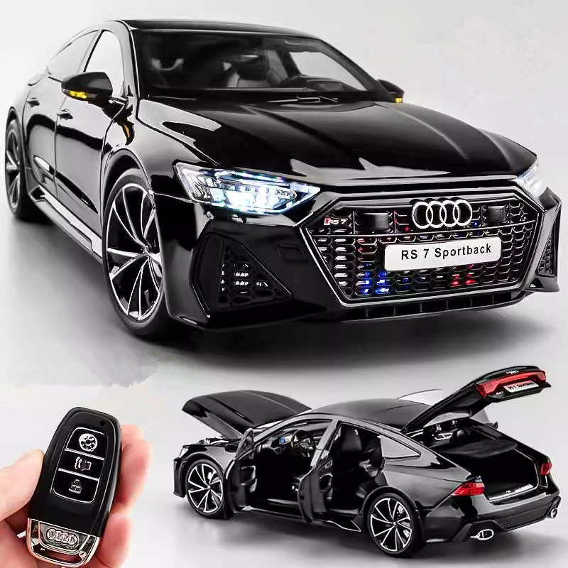 1:18 Schlüssel Fernbedienung Version AUDI RS7 Legierung Sportwagen Modell Diecast Metall Racing Fahrzeug Auto Modell Sound Licht Kinder Spielzeug geschenk Image