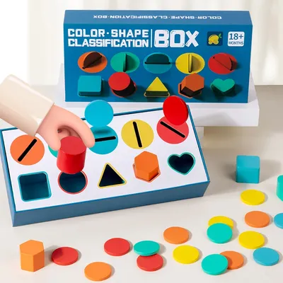 Montessori-Spielzeug, Farbe, Formsortierung, Feinmotorik-Spielzeug, farblich abgestimmtes Image