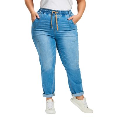 Plus Size Women's Taliah Denim Jogger by Avenue in Light Wash (Size 18)