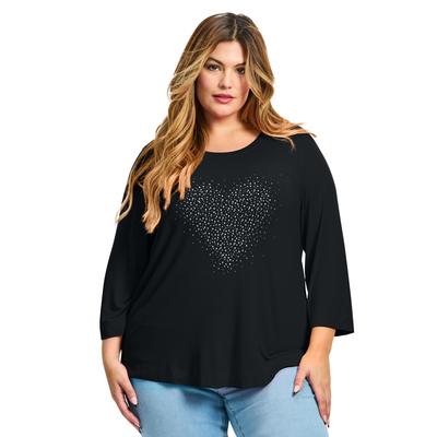 Plus Size Women's Love Heart Top by Avenue in Black (Size 30/32)