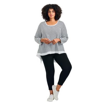 Plus Size Women's Urban Slub Jersey Tee by Avenue in White Navy (Size 26/28)
