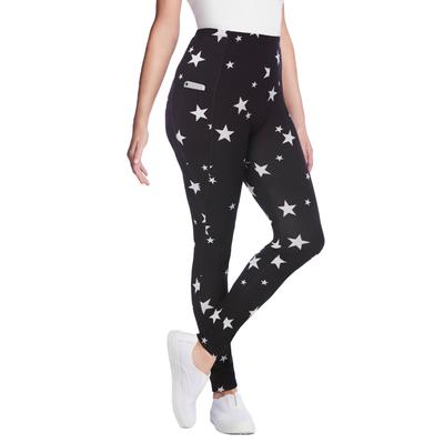 Plus Size Women's Printed Pocket Legging by Woman Within in Black White Stars (Size M)