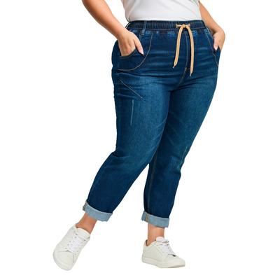 Plus Size Women's Taliah Denim Jogger by Avenue in Dark Wash (Size 16)