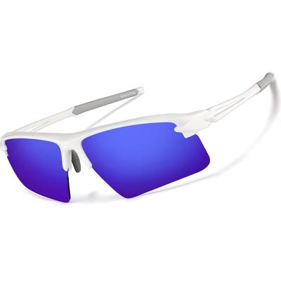 Zenni Round Sunglasses White With Indigo Mirror Plastic Frame