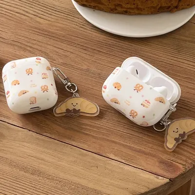 Cartoon Croissants Earphone Case For Apple Airpods Pro 2 3 4 Cover Silicone Headphone Charging Cases For Apple Airpod Capa soft