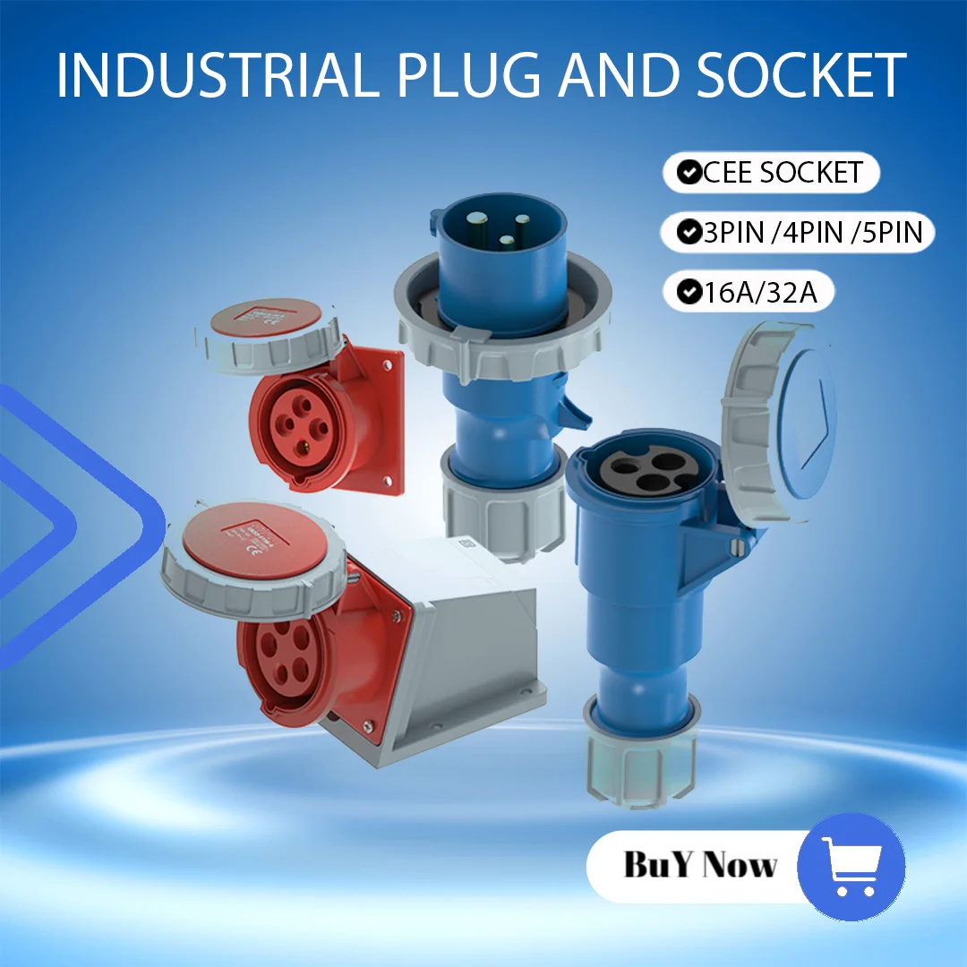 Industrieller wasserdichter Elektrostecker CEE-Steckdose 16A 32A 3P 4P 5P IP67 Wandmontierte Steckdose Paneelmontierter Koppler Image