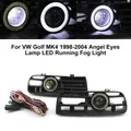 1 Coppia Auto Bianco Fendinebbia Paraurti Anteriore Griglie di Ricambio Per VW Golf MK4 1998-2004 Angel Eyes Lampada LED Corsa e Jogging luce di nebbia
