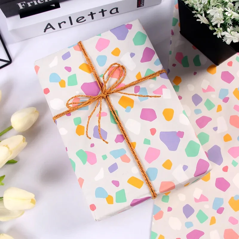 Piega 50*70cm carta da regalo regalo regalo di natale amore arcobaleno ghiaia regalo di san valentino involucro di carta artigianale di carta all'ingrosso