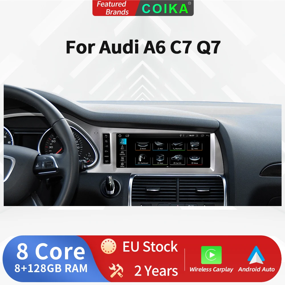 Carplay Android Auto Wireless für Audi A6 C6 Q7 Touchscreen GPS Navigation WiFi Sim BT GPS Apple Internet Radio Tools Stereo