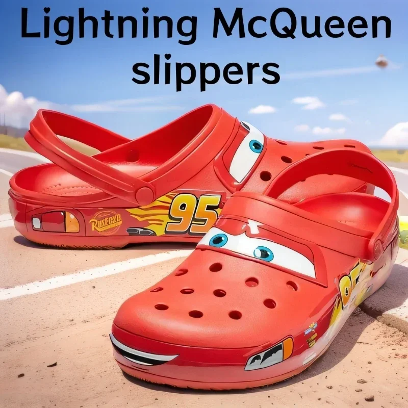 Lightning Mcqueen Schuhe Cartoon Hausschuhe Männer Outdoor Strand Loch Schuhe Sandalen Casual Ankle-Wrap Eva Auto Flip-Flops