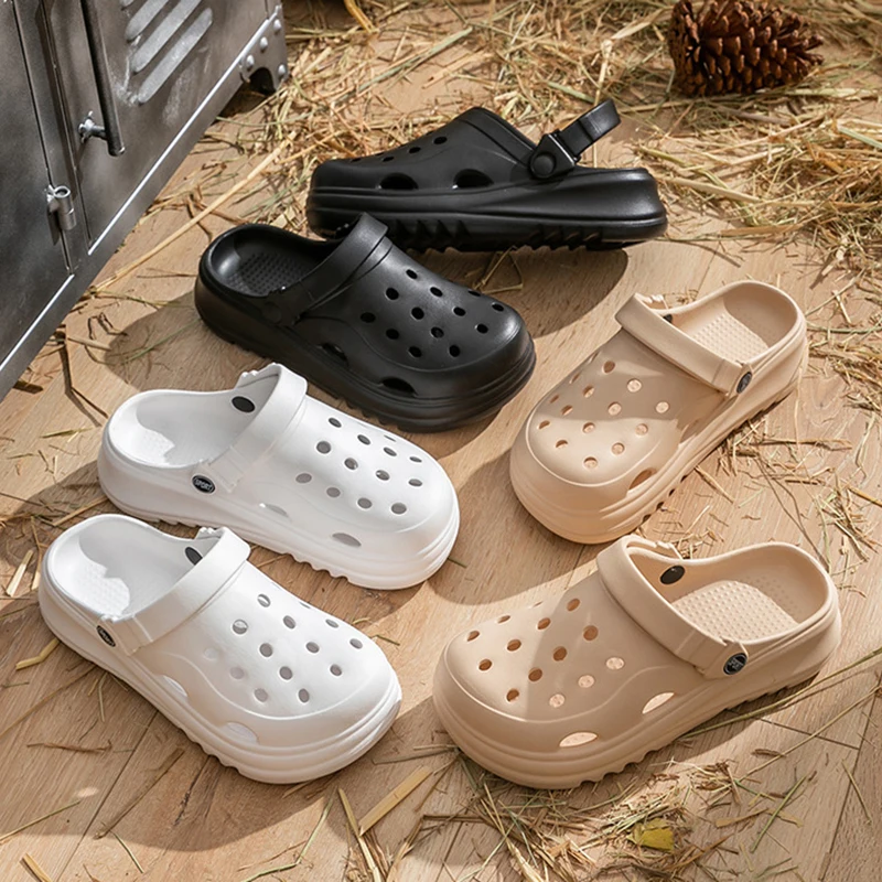 Aushöhlen Plattform Clogs Schuhe für Frauen 2025, Sommer Nicht Slip Strand Sandalen Frau Mode Dicke Sohle Eva Hausschuhe Garten Schuhe