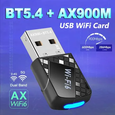 WiFi 6 Bluetooth 5.4 AX900 Netzwerkkarte WiFi USB Wireless Adapter 2in1 Dual Band 2,4G 5GHz Wi-Fi