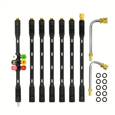 4000 PSI High-Pressure Washer Extension Wand Set with 6 Nozzle Tips 9-Piece Roof Gutter Cleaner Attachment for 1/4 Quick Connect