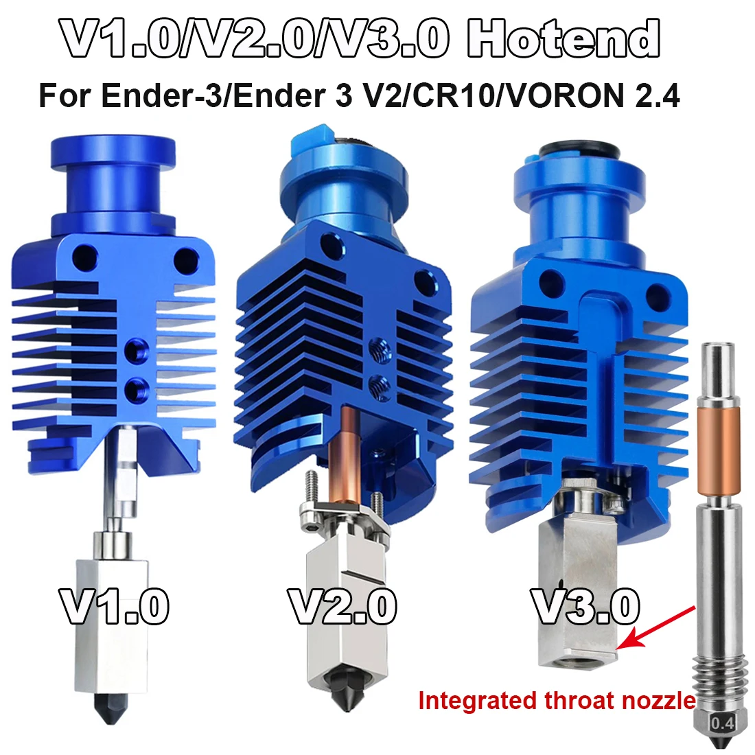 V1.0 V2.0 V3.0 Hotend Kit Für Ender-3 Ender 3 V2 CR10 CR10S VORON 2,4 0,1 3D Drucker Teile Keramik Heizung Hot End Druckkopf Image