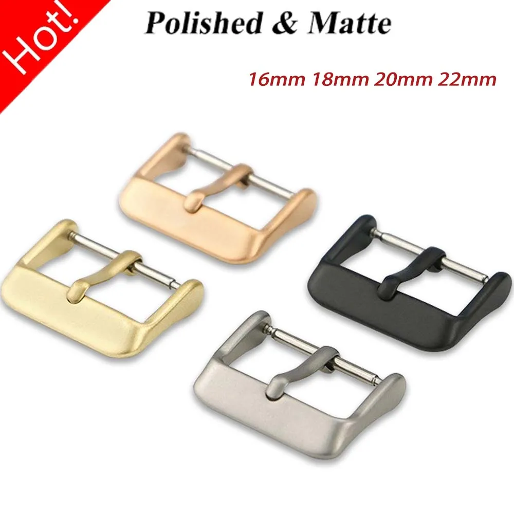 NEUE 16mm 18mm 20mm 22mm 24mm Edelstahl Uhr Schnalle Matt Poliert Pin Verschluss Schwarz Gold silber Rosegold Schnalle Zubehör Image