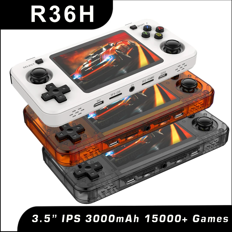 Console de jeu rétro R36H, système Linux Open-Source, consoles de jeu, écran IPS 3.5 ", lecteur vidéo portable, cadeaux de Noël