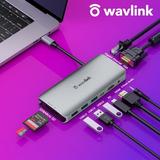 Wavlink Aluminum USB C Hub 10-in-1 USB C Adapter with 87W PD Charging 4K 30Hz HDMI Port 2K 60Hz VGA Port 2 USB 3.1 Ports USB 2.0 Port MicroSD and SD Card Reader 3.5mm Audio Jack RJ45 Ethernet Port