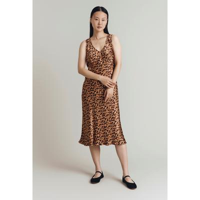 Ghost Summer Leopard Print Satin Midi Dress