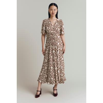 Ghost Minnie Crepe Printed Shirred Tea Dress