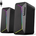 Altoparlanti da tavolo RGB, altoparlante per computer PC a 2.0 canali con modalità di retroilluminazione a LED colorate, controllo del volume di facile accesso, alimentato tramite USB