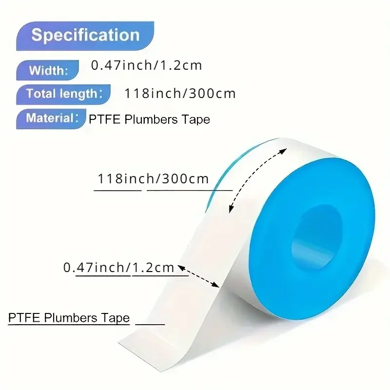 Nastro per tubi dell'acqua in PTFE Nastro sigillante senza olio Nastro sigillante per filettatura per raccordo Sigillo per filettatura per tubi bianchi Nastro per materia prima Essenziale per la casa