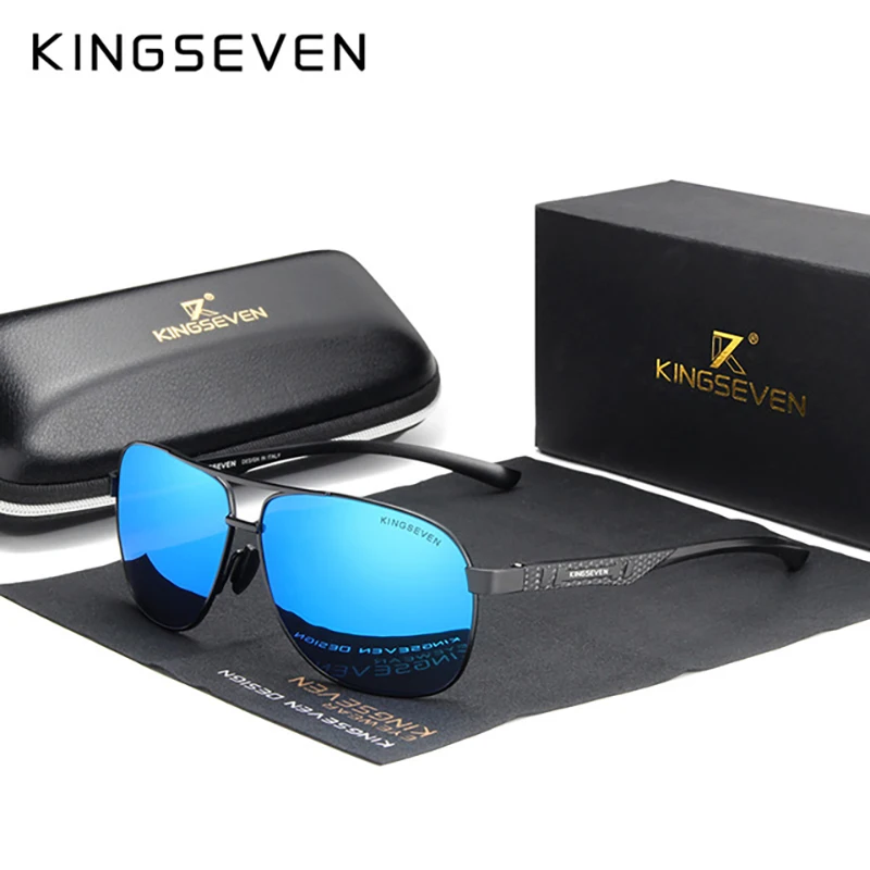 KINGSEVEN Vintage Polarisierte Sonnenbrille Männer Mode Schwarz Shades UV400 Brillen Retro Trendy Marke Design Gläser Fahren Angeln Image