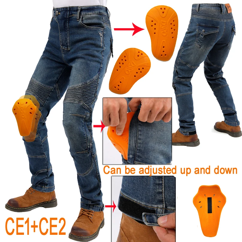 Motorrad Jeans Stoff Schutz ausrüstung Reiten Touring Motorrad Hose Motocross Hose Pantalones verstellbare Knies chützer Image