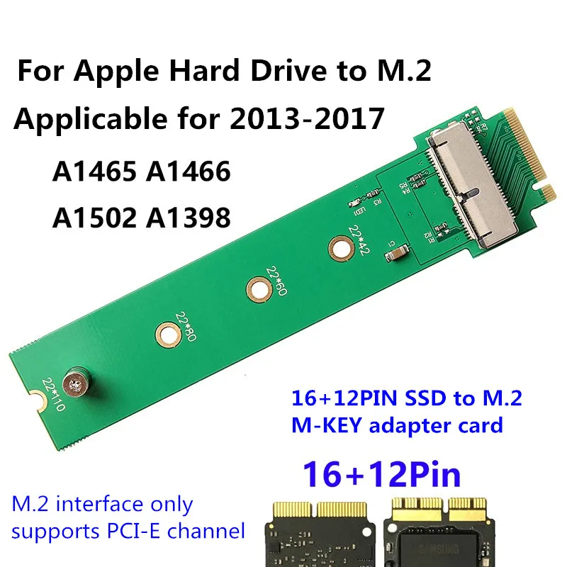 Adaptateur adaptateur de disque dur SSD M2 à M.2 NGFF PCIE adaptateur pour Apple MacBook Air Mac Pro 2013 2014 2015 A1465 A1466 utiliser uniquement pc