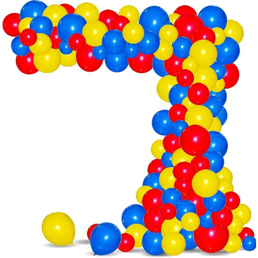 90 Stück rot gelb blau Ballon Girlande Bogen Kit für Cartoon Abschlussfeier Geburtstag Hochzeit Karneval Zirkus Party Dekorationen Image