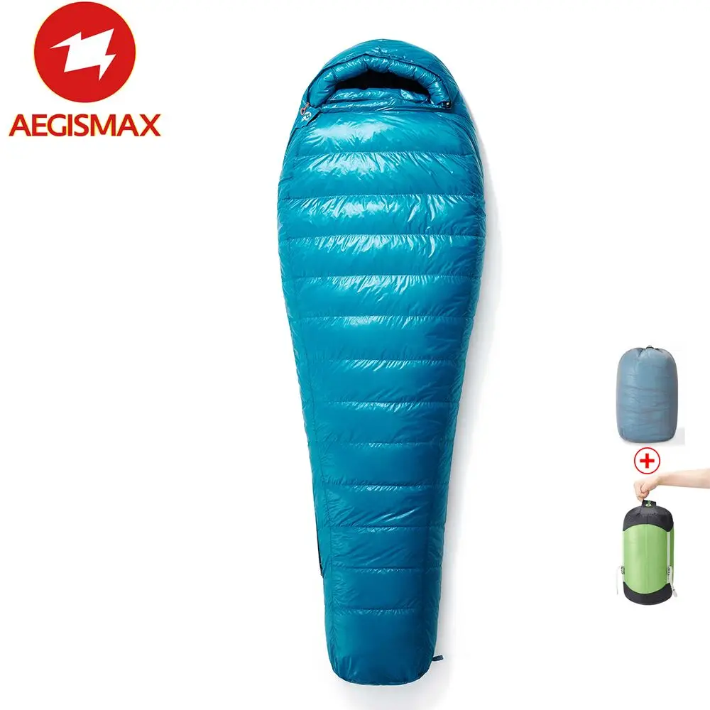 AEGISMAX M3 Verlängert Mummy Schlafsack Ultraleicht 95% Weiße Gans Unten Box Schikanen Winter Outdoor Camping Wandern Image