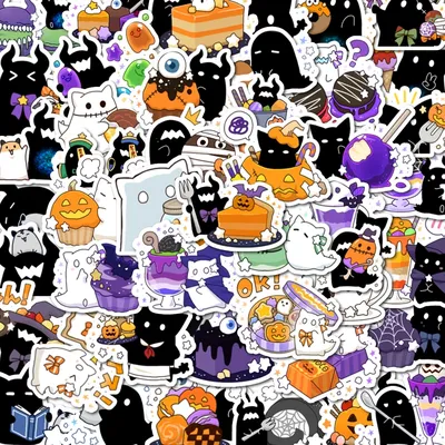 48 stücke Party Aufkleber, niedliche Halloween kleine Monster Aufkleber können für Party Wand Image
