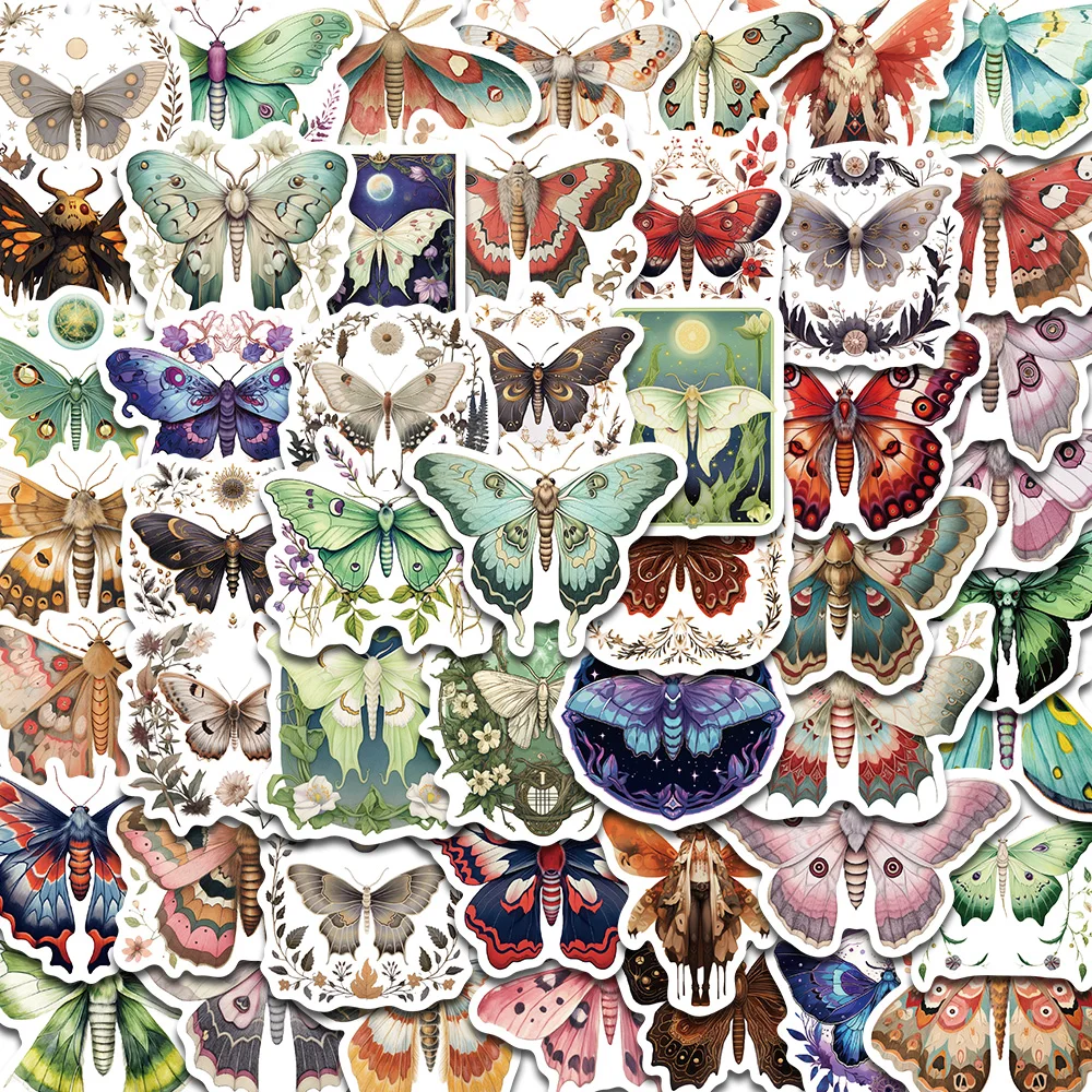 50PCS Bunte Motte Mit Scharfen Kanten Aufkleber Kawaii Cartoon Gute Ernte Photocard Graffiti Wasserdichte Sammelalbum Tagebuch Aufkleber Image