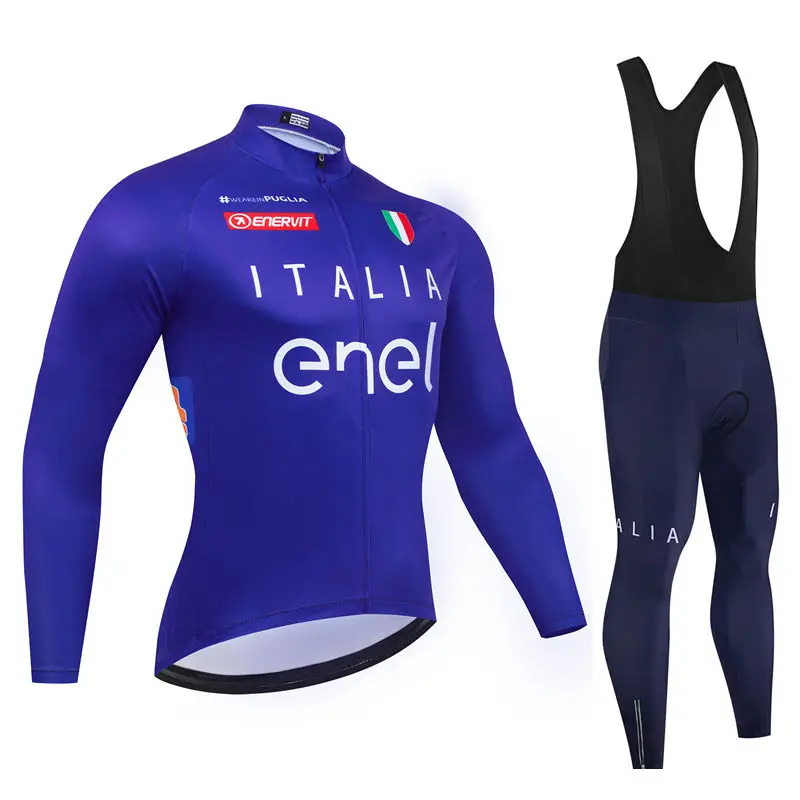 Maglia da ciclismo da uomo a maniche lunghe traspirante Italia New Pro Team Set abbigliamento da bici MTB abbigliamento da bicicletta autunnale Maillot Ropa Ciclismo