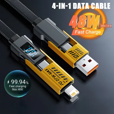 4 in 1 USB Multi-Port-Kabel Typ C 48W Schnell ladung für for Xiaomi 15 14 Ultra for Oneplus for Realme USB C PD 27W für for iPhone Ladekabel