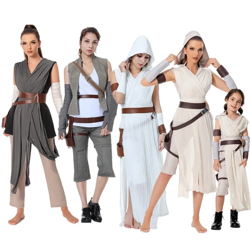 Erwachsene/Kinder Rey Cosplay Kostüm Space Battle Fantasy Ritter Verkleidung Top Hosen Gürtel Outfits Halloween Karneval Party Anzug Image