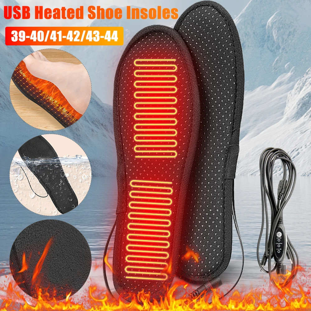 USB Beheizte Schuheinlagen Winter Füße Warme Socken Pad Anti-slip Wasserdichte Fuß Erwärmung Matte Thermische Einlegesohlen Winter Schuh zubehör