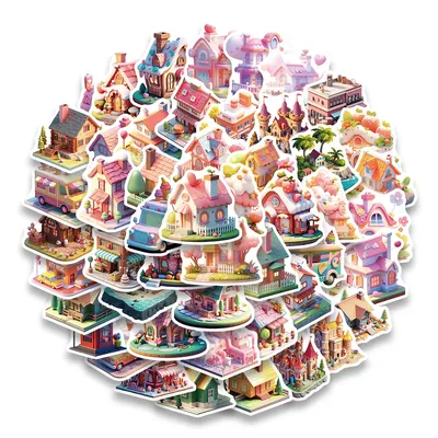 50 Stück 3d Miniatur Szene Aufkleber personal isierte Konto Materialien Handy hüllen Laptop Tassen Gepäck wasserdichte Aufkleber Image