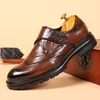 Britische Art neue Oxford Schuhe Herren dicke Sohlen geschnitzte Blok Hochzeit Lederschuhe hochwertige Designer Business formale Slipper